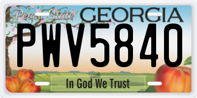 GA license plate PWV5840