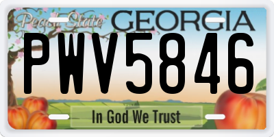 GA license plate PWV5846