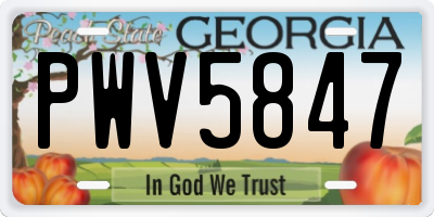 GA license plate PWV5847