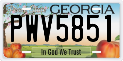 GA license plate PWV5851