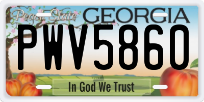 GA license plate PWV5860