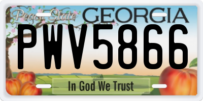 GA license plate PWV5866