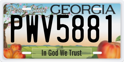 GA license plate PWV5881