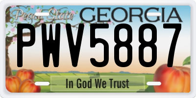 GA license plate PWV5887