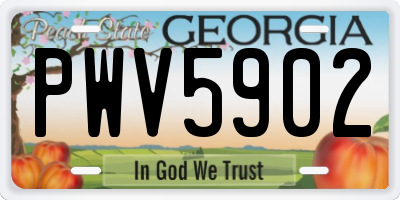 GA license plate PWV5902