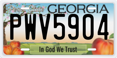 GA license plate PWV5904
