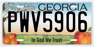 GA license plate PWV5906