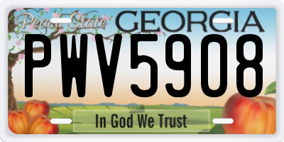 GA license plate PWV5908