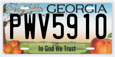 GA license plate PWV5910