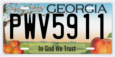 GA license plate PWV5911