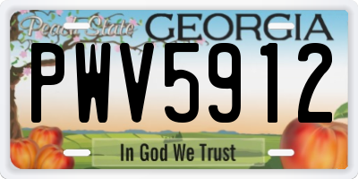 GA license plate PWV5912