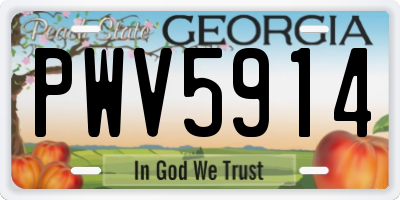 GA license plate PWV5914