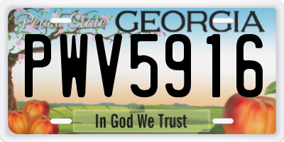 GA license plate PWV5916