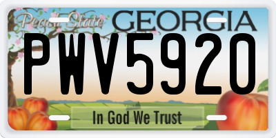 GA license plate PWV5920