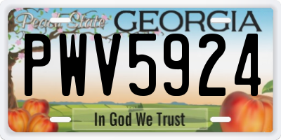 GA license plate PWV5924