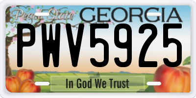 GA license plate PWV5925