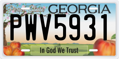 GA license plate PWV5931