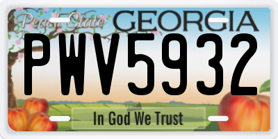 GA license plate PWV5932