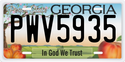 GA license plate PWV5935