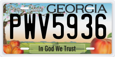 GA license plate PWV5936