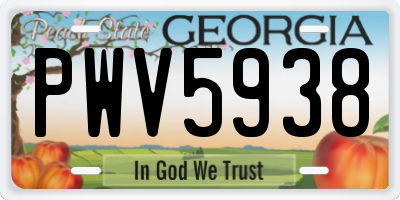 GA license plate PWV5938