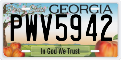GA license plate PWV5942