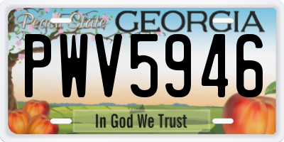 GA license plate PWV5946