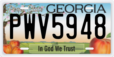 GA license plate PWV5948
