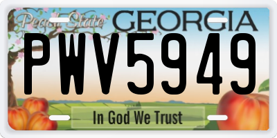 GA license plate PWV5949