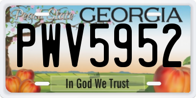 GA license plate PWV5952