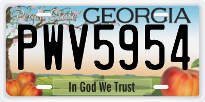 GA license plate PWV5954