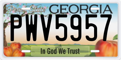 GA license plate PWV5957