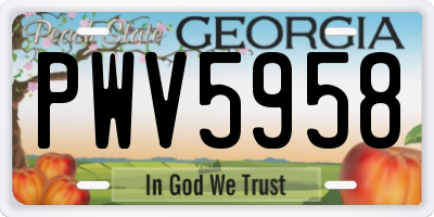 GA license plate PWV5958
