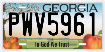 GA license plate PWV5961
