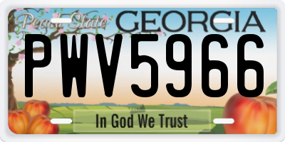 GA license plate PWV5966