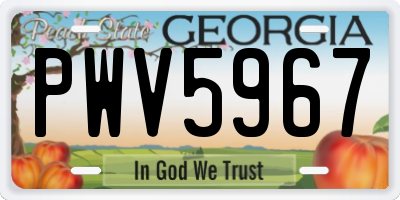 GA license plate PWV5967
