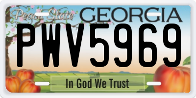 GA license plate PWV5969
