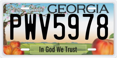 GA license plate PWV5978