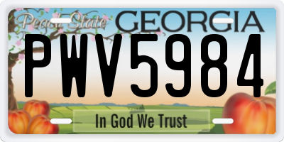 GA license plate PWV5984