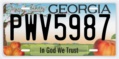 GA license plate PWV5987