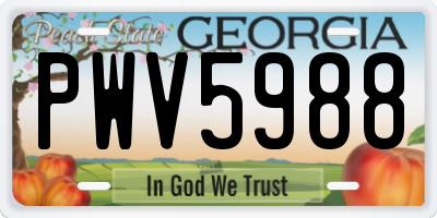 GA license plate PWV5988