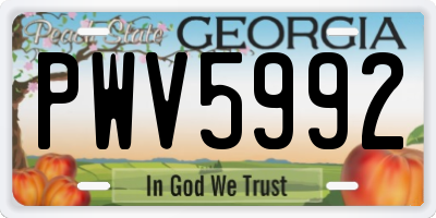 GA license plate PWV5992