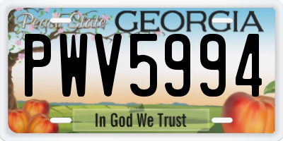 GA license plate PWV5994