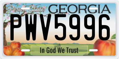 GA license plate PWV5996