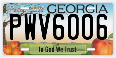 GA license plate PWV6006
