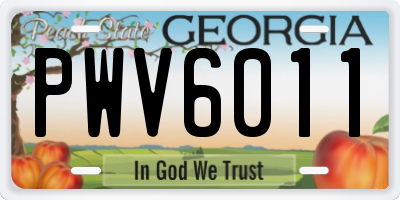 GA license plate PWV6011