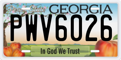 GA license plate PWV6026