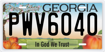 GA license plate PWV6040