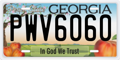 GA license plate PWV6060