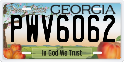GA license plate PWV6062